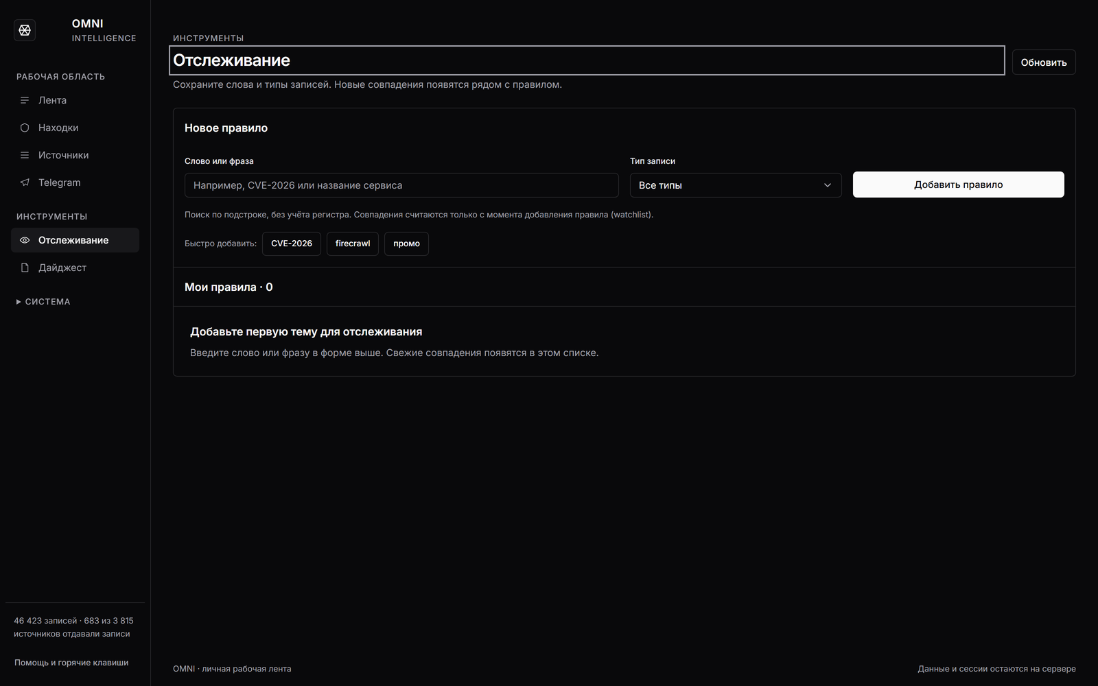 Отслеживание — правила watchlist
